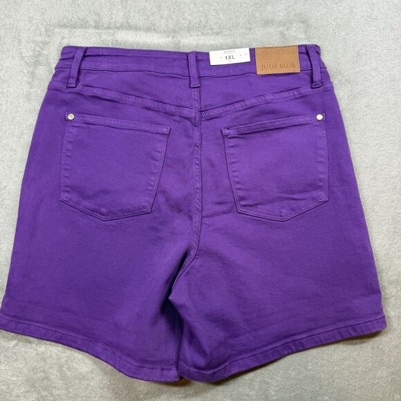 Judy Blue Jean Shorts Womens 1XL Purple Cotton High Waist JB150268 C-CO - Picture 2 of 12
